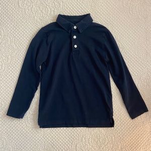 Crewcuts (J. Crew brand), long sleeve boys polo, navy blue, size 4-5.